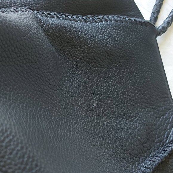 Carlos Falchi Black Pebble Leather Shoulder Bag Braided...